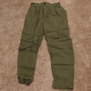 Zara Women's Olive Knit Linen Balloon Baggy Pants Size 6